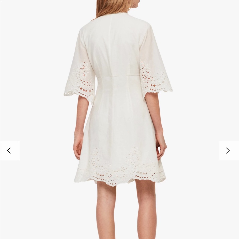 NEW • All Saints • Una Broderie Mini Lace Dress Chalk White 0 Button Fro… - Picture 2 of 6